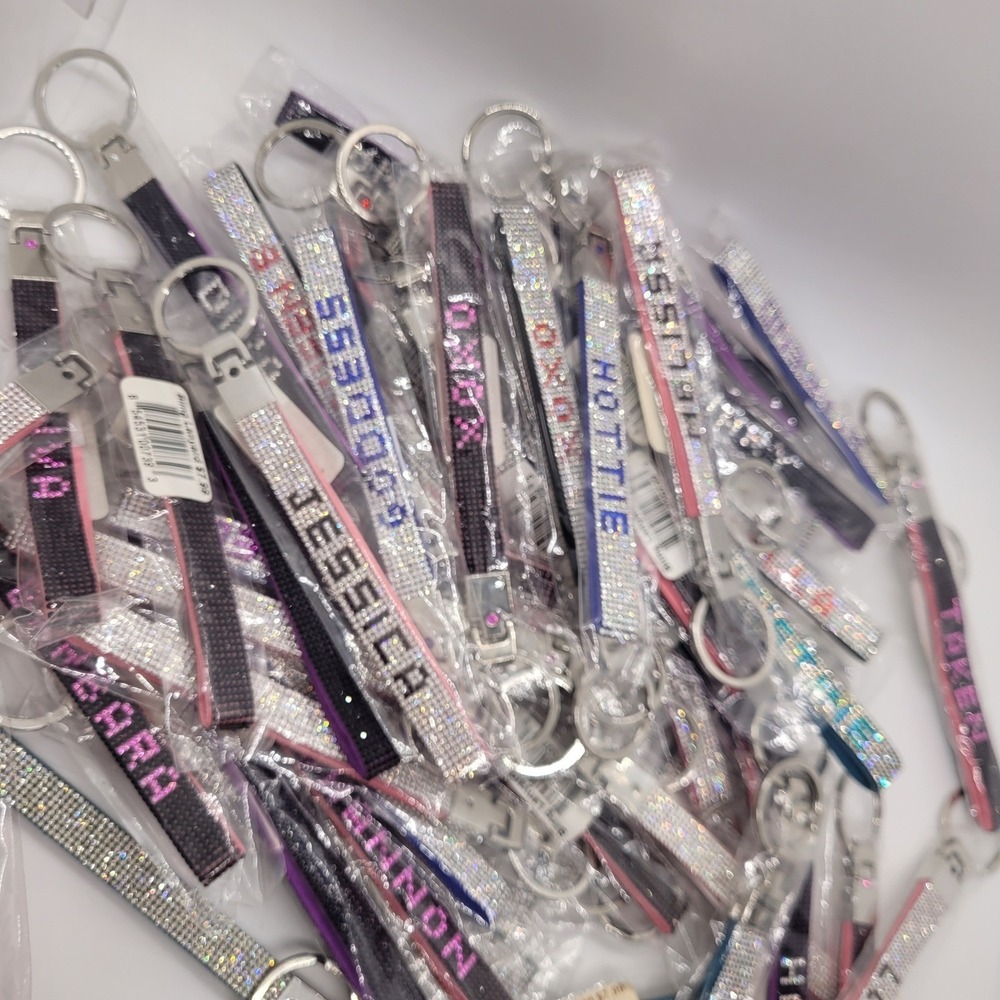 Bling Rhinestone Name Keychain Wristlet Bag Charm New Resellers Lot - Picture 8 of 16